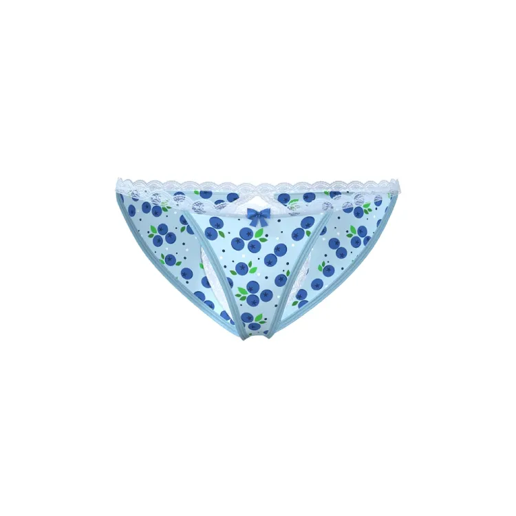 Magic Silk Sweet Treats Split Back & Crotchless Panty with Lube Blueberry Magic Silk Sweet Treats Split Back & Crotchless Panty with Lube Blueberry