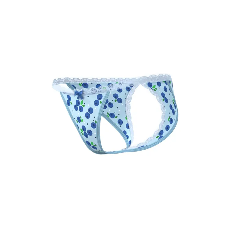 Magic Silk Sweet Treats Split Back & Crotchless Panty with Lube Blueberry Magic Silk Sweet Treats Split Back & Crotchless Panty with Lube Blueberry