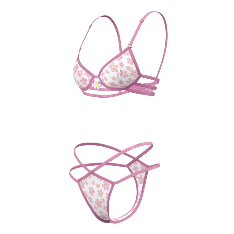 Magic Silk Daisy Bra & Thong Set Daisy Print