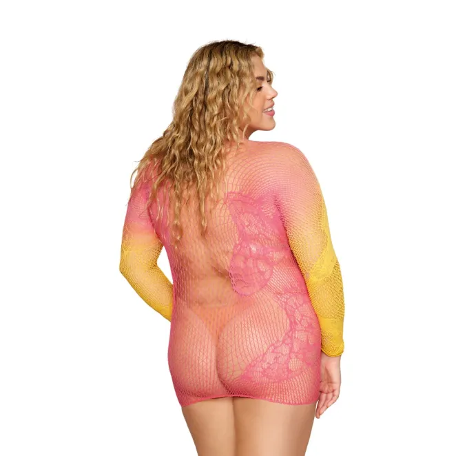 Dreamgirl Versatile Butterfly Fishnet Bodystocking Watermelon Mimosa