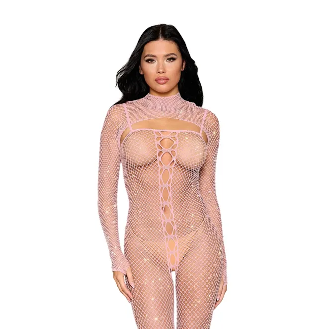Dreamgirl Fishnet Bodystocking and Shrug Rose Quartz