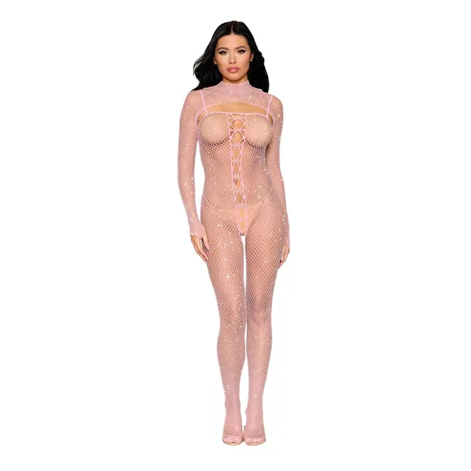 Dreamgirl Fishnet Bodystocking and Shrug Rose Quartz