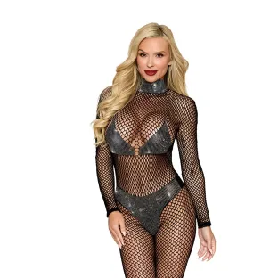 Dreamgirl High Neck Fishnet Bodystocking Black