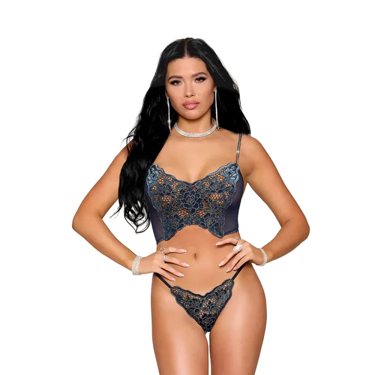 Dreamgirl Lace Bustier and G-String Twilight Dreamgirl Lace Bustier and G-String Twilight