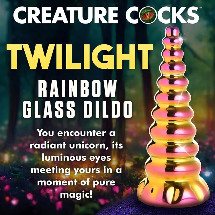 6.3 in. "Twilight" Rainbow Glass Unicorn Horn Fantasy Dildo 6.3 in. "Twilight" Rainbow Glass Unicorn Horn Fantasy Dildo