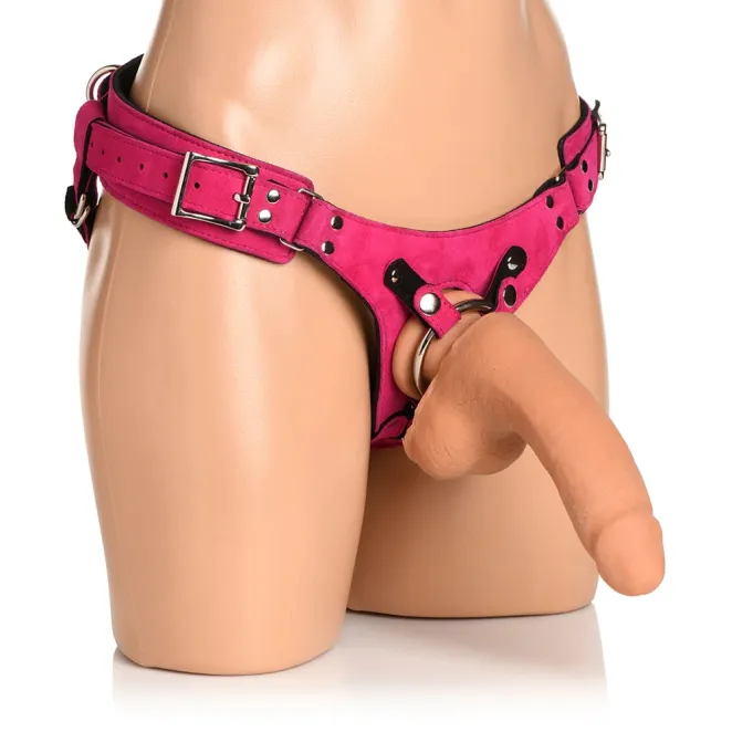 Strap U Bodice Deluxe Leather Corset Strap-On Harness Pink
