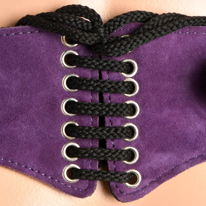 Strap U Bodice Deluxe Leather Corset Strap-On Harness Purple