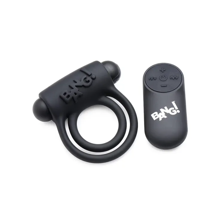 BANG! Vibrating Cock Ring with Remote Control Black BANG! Vibrating Cock Ring with Remote Control Black