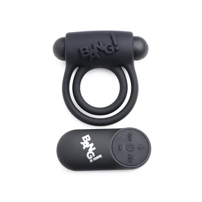BANG! Vibrating Cock Ring with Remote Control Black