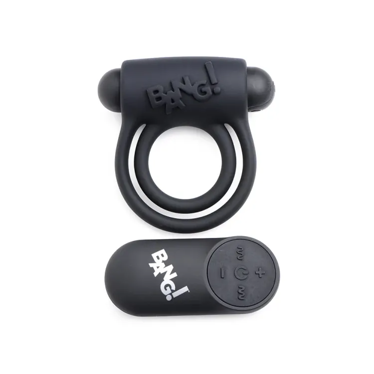 BANG! Vibrating Cock Ring with Remote Control Black BANG! Vibrating Cock Ring with Remote Control Black
