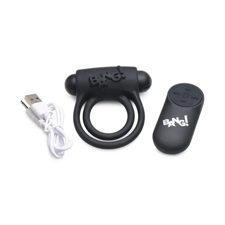 BANG! Vibrating Cock Ring with Remote Control Black BANG! Vibrating Cock Ring with Remote Control Black