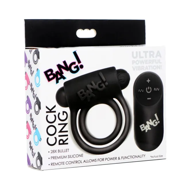 BANG! Vibrating Cock Ring with Remote Control Black