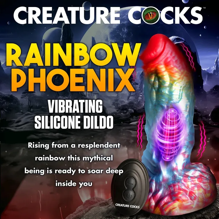 Creature Cocks Rainbow Phoenix Vibrating Silicone Dildo Creature Cocks Rainbow Phoenix Vibrating Silicone Dildo