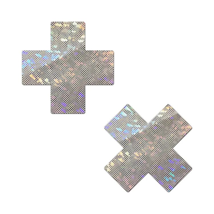 Pastease Plus X Shattered Glass Disco Ball Glitter White Cross Nipple Pasties Pastease Plus X Shattered Glass Disco Ball Glitter White Cross Nipple Pasties