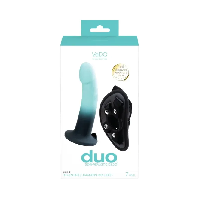 VeDO Duo 7 Inch Silicone Dildo & Strap-On Harness Kit Turquoise