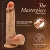 9.5 Inch Sliding Foreskin Dual Density Realistic Silicone Dildo with Balls Tan