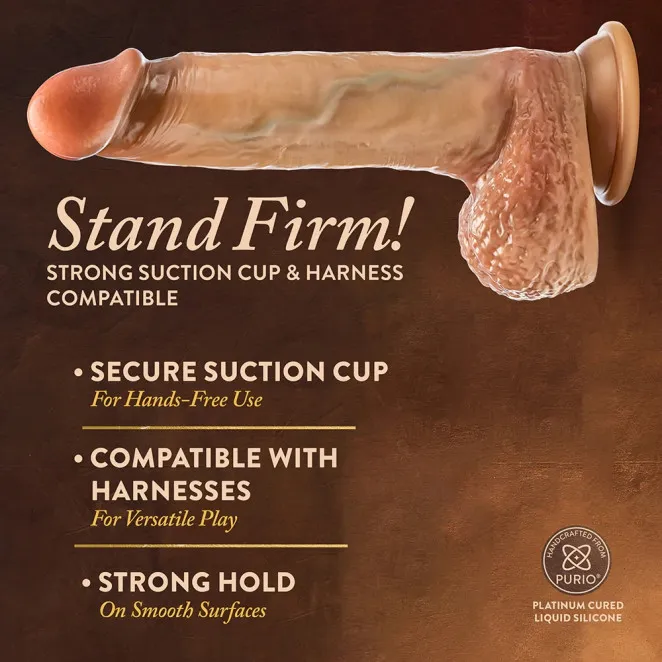 9.5 Inch Sliding Foreskin Dual Density Realistic Silicone Dildo with Balls Tan