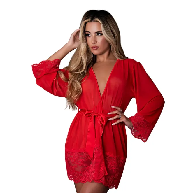 Magic Silk Sugar High 3/4 Sleeve Robe Red