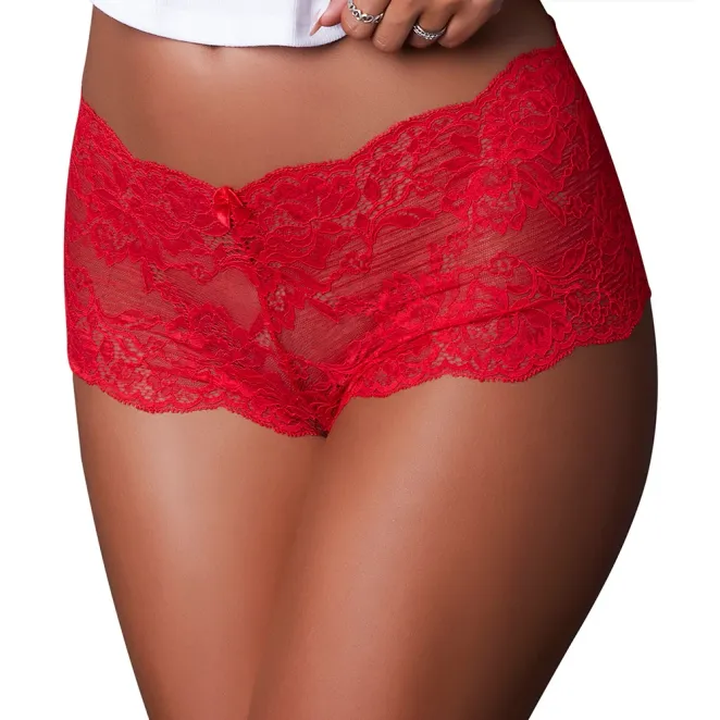 Magic Silk Sugar High Lace Boy Short Red