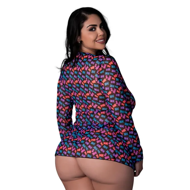 Magic Silk Hazy Dayz Tie Front Jacket & Thong Set Gummy Bears