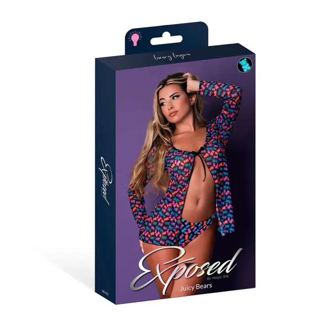 Magic Silk Hazy Dayz Tie Front Jacket & Thong Set Gummy Bears