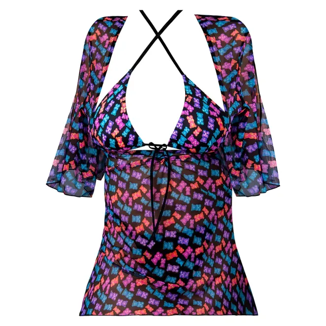 Magic Silk Hazy Dayz Halter Bra, Thong & Dress Set Gummy Bears