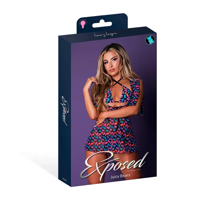 Magic Silk Hazy Dayz Halter Bra, Thong & Dress Set Gummy Bears