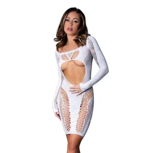 Magic Silk Seamless Long Sleeve Above the Knee Dress White