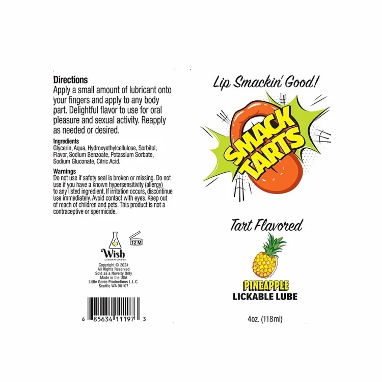 Smack Tarts Lickable Sour Pineapple Lube 4 oz. Smack Tarts Lickable Sour Pineapple Lube 4 oz.