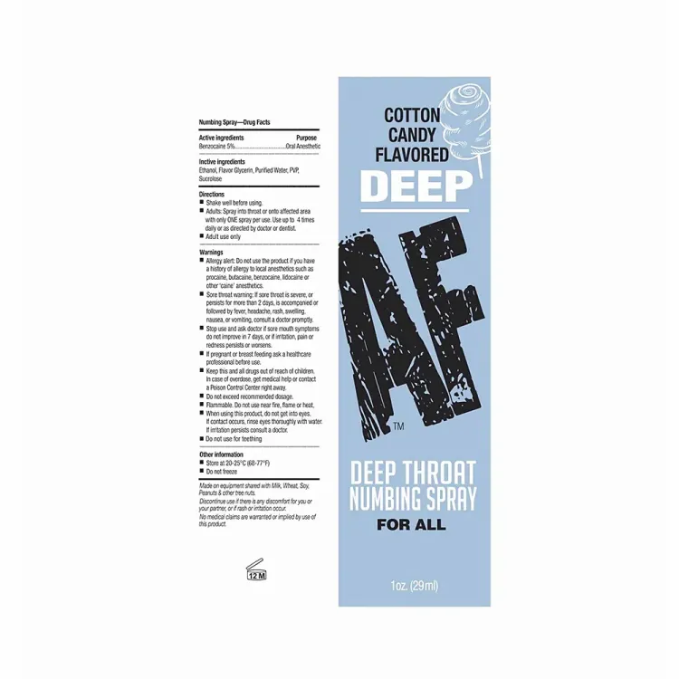 Deep AF Numbing Deep Throat Spray Cotton Candy 1 oz. Deep AF Numbing Deep Throat Spray Cotton Candy 1 oz.
