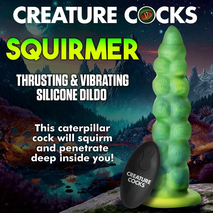 9 in. Squirmer Thrusting & Vibrating Caterpillar-Themed Dildo 9 in. Squirmer Thrusting & Vibrating Caterpillar-Themed Dildo