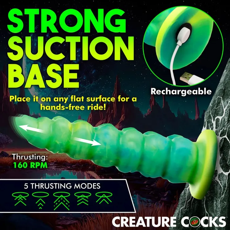 9 in. Squirmer Thrusting & Vibrating Caterpillar-Themed Dildo 9 in. Squirmer Thrusting & Vibrating Caterpillar-Themed Dildo