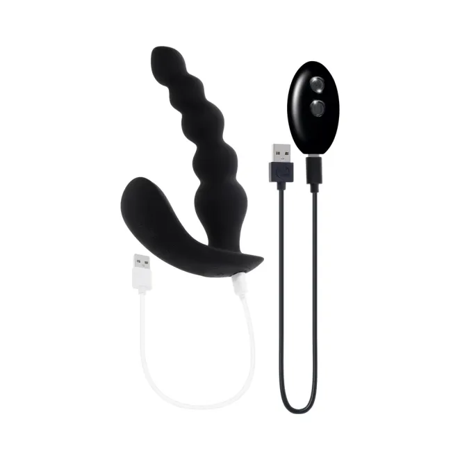 Bead Me Up Prostate Vibrator with Remote Black
