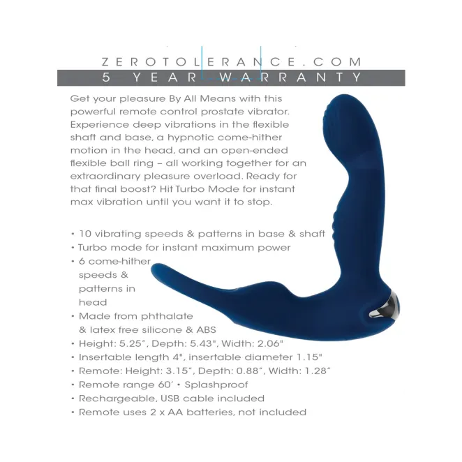 Zero Tolerance By All Means Remote-Controlled Prostate Vibrator