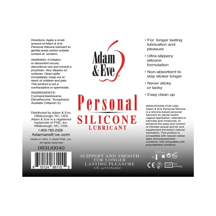Adam & Eve Personal Silicone Lubricant 4 oz. Adam & Eve Personal Silicone Lubricant 4 oz.