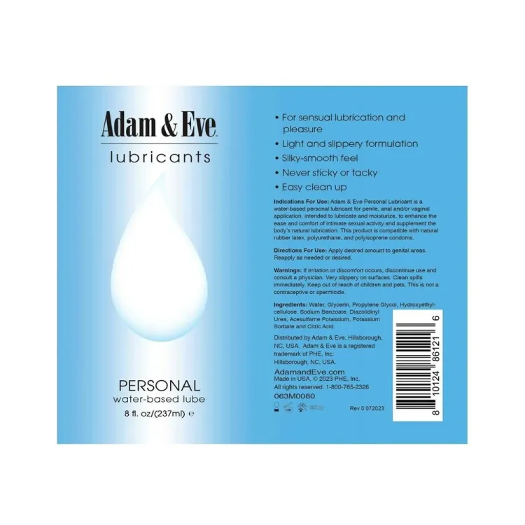 Adam & Eve Personal Water-Based Lubricant 8 oz. Adam & Eve Personal Water-Based Lubricant 8 oz.