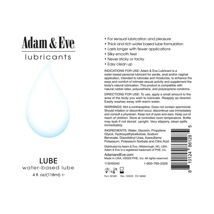 Adam & Eve Water-Based Lubricant 4 oz. Adam & Eve Water-Based Lubricant 4 oz.