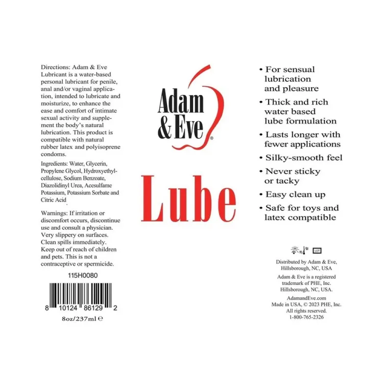 Adam & Eve Water-Based Lubricant 8 oz. Adam & Eve Water-Based Lubricant 8 oz.
