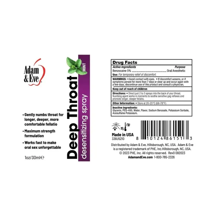 Adam & Eve Deep Throat Desensitizing Spray Mint 1 oz. Adam & Eve Deep Throat Desensitizing Spray Mint 1 oz.