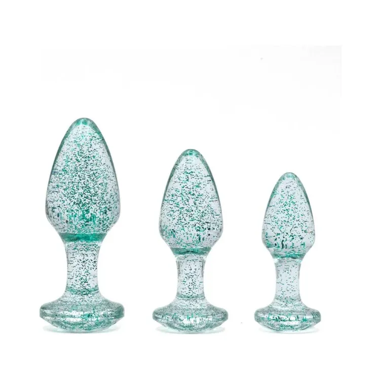 Glitter Gem Butt Plug Set Blue Glitter Gem Butt Plug Set Blue