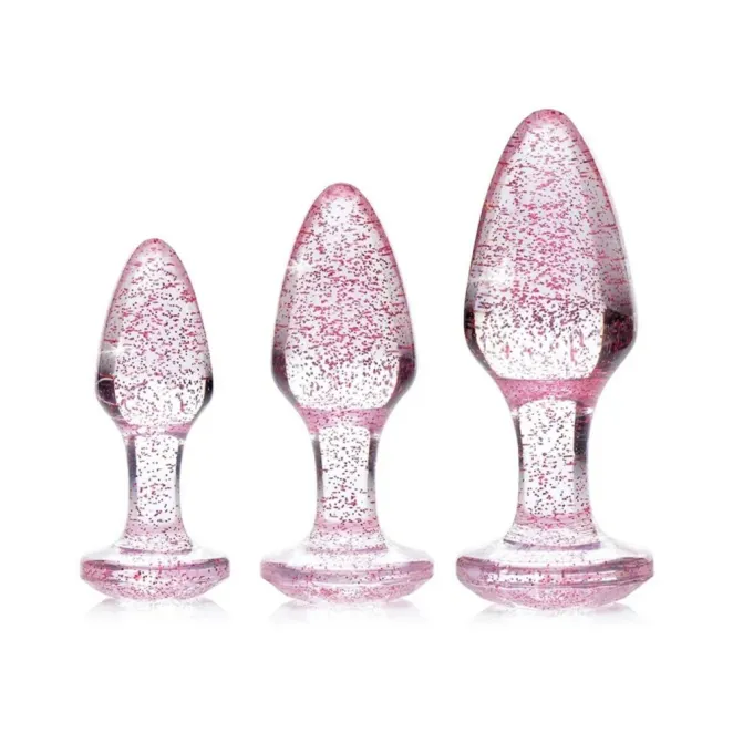 Glitter Gem Butt Plug Set Pink