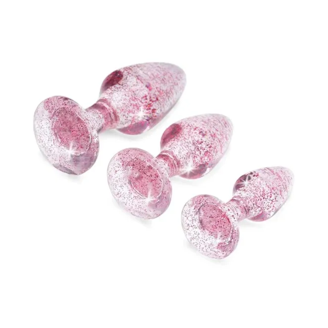 Glitter Gem Butt Plug Set Pink
