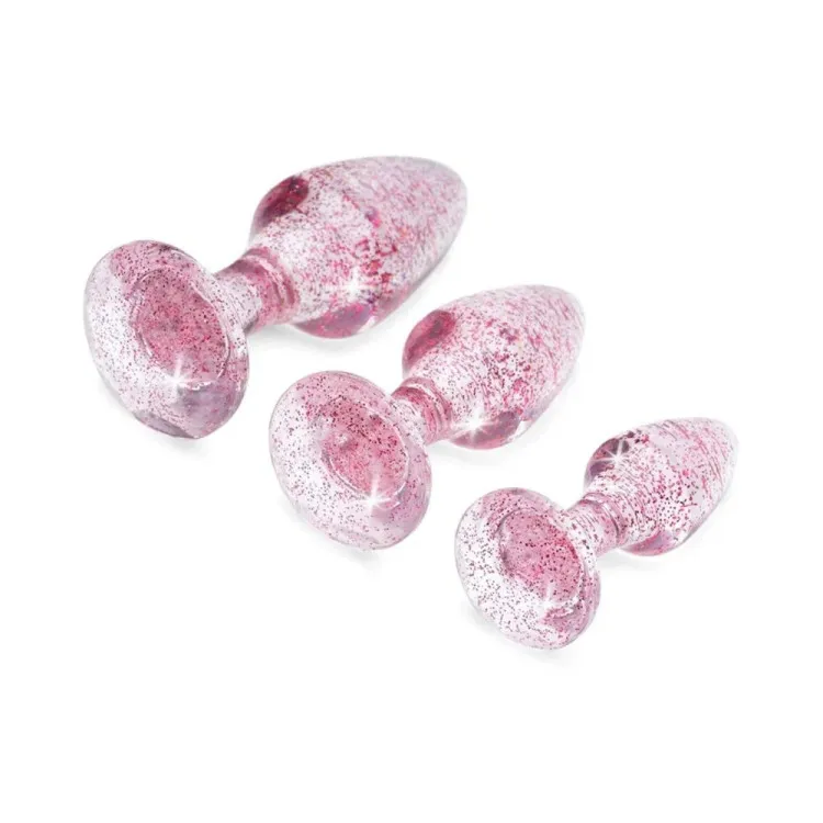 Glitter Gem Butt Plug Set Pink Glitter Gem Butt Plug Set Pink