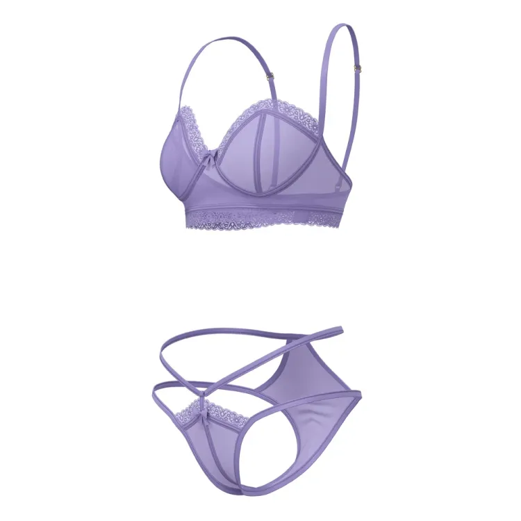 Magic Silk Sheer Passion Demi Bra & High Cut Tanga Very Peri