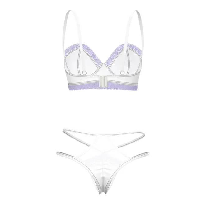 Magic Silk Sheer Passion Demi Bra & High Cut Tanga White/Lavender