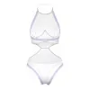 Magic Silk Sheer Passion Halter Teddy White/Lavender Magic Silk Sheer Passion Halter Teddy White/Lavender