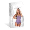 Magic Silk Sheer Passion Keyhole Basque & Crotchless G-String Very Peri
