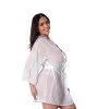 Magic Silk Sheer Passion Flutter Sleeve Robe White/Lavender Magic Silk Sheer Passion Flutter Sleeve Robe White/Lavender