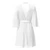 Magic Silk Sheer Passion Flutter Sleeve Robe White/Lavender Magic Silk Sheer Passion Flutter Sleeve Robe White/Lavender