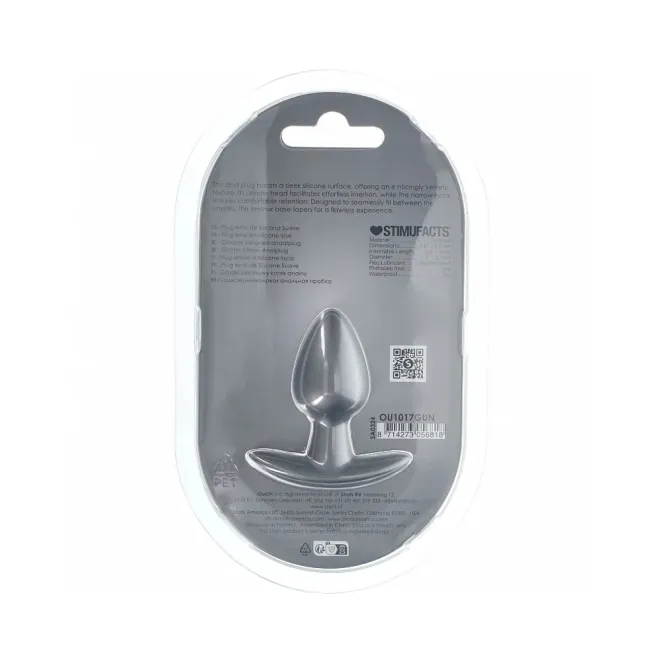 Ouch! Smooth Silicone 2.6 Inch Butt Plug in Gun Metal